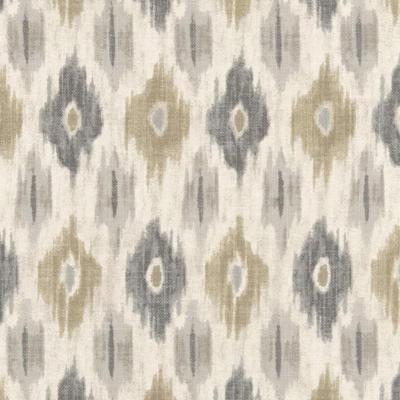 Natural Grey Abstract Global Linen Look Print Upholstery Fabric by The Yard - SKU: Weston Slate